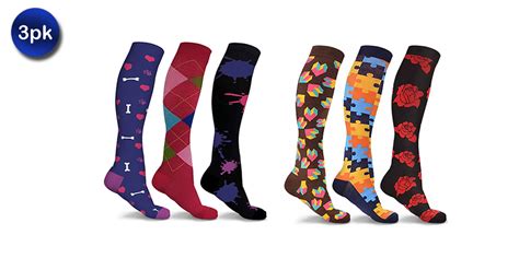 3 Pack: Fun and Novelty Compression Socks - 7 Styles