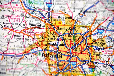 Atlanta Ga Map With Cities | Map of Atlantic Ocean Area