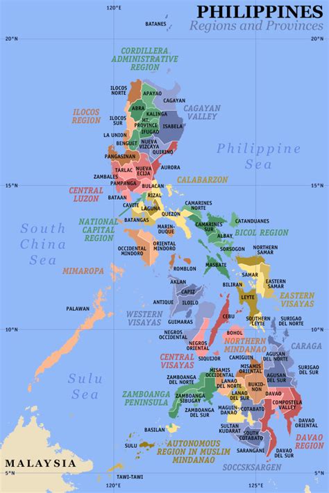 Map of the Philippines showing the provinces. | Regions of the ...