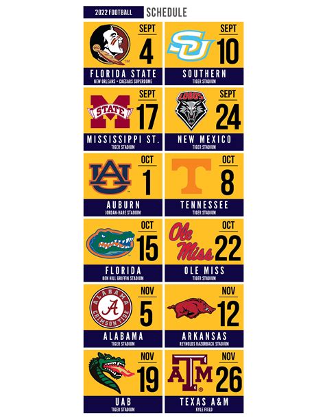 Lsu Football Schedule 2023 Printable Pdf