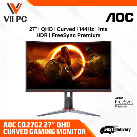 AOC CQ27G2 27 INCH QHD 2K 144HZ 1MS CURVED Gaming Monitor FreeSync ...