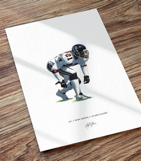 Deion Sanders Atlanta Falcons Football Illustrated Art Poster - Etsy