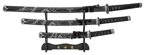 3-pc. Samurai Sword Set - Black Dragon