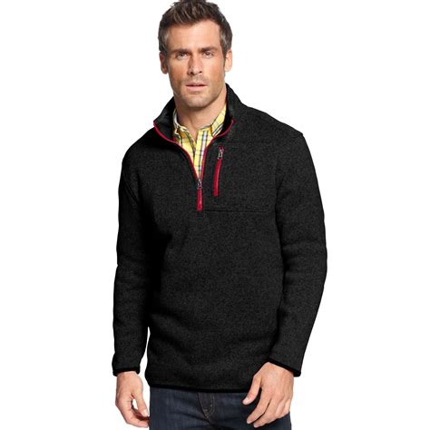 Lyst - Izod Quarter Zip Fleece Pullover in Black for Men