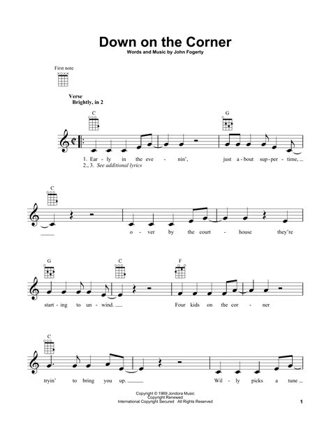 Down On The Corner sheet music by Creedence Clearwater Revival (Ukulele – 158603)