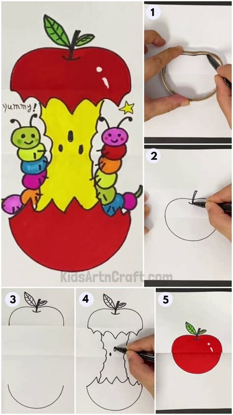 Caterpillar Eating Apple Paper Play Artwork Tutorial For Kids - Kids ...