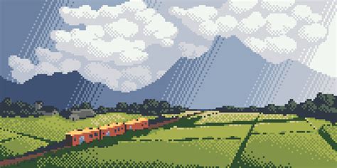 japanese landscape from reference : r/PixelArt