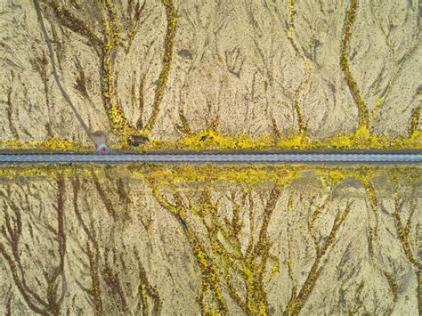 Aerial view of straight road, Iceland - Stock Image - F040/4370 ...