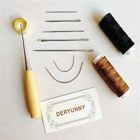 Sewing Needles with Leather Waxed Thread Cord 1 Brown 1 Black and ...