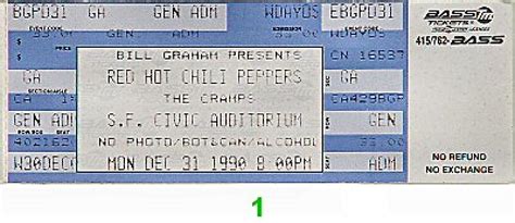 Red Hot Chili Peppers Vintage Tickets at Wolfgang's