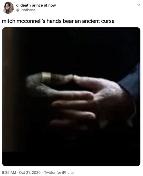 mitch mcconnell’s hands bear an ancient curse | Mitch McConnell's Hands | Know Your Meme