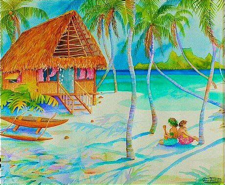 Bora Bora Lagoon On Canvas | Etsy in 2021 | Caribbean art, Watercolor paper, Tropical art