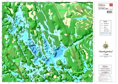 Six Mile Lake Wallmap #245 - Waterproof map from TrakMaps.Colour ...