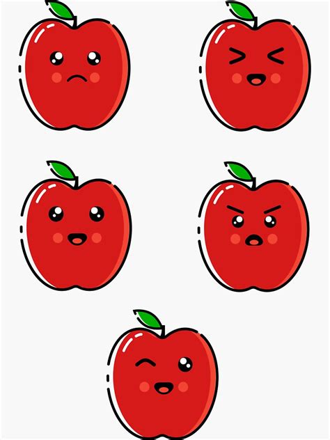 "Cute Red Apple Emoji Stickers Pack" Sticker for Sale by Ret-Project | Redbubble