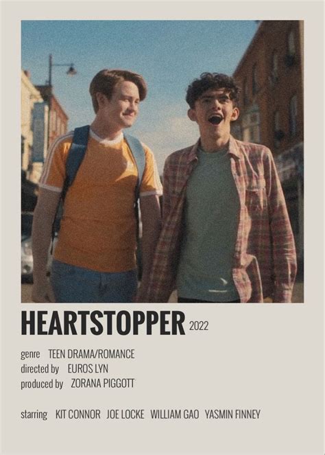 two young men standing next to each other in front of a building with the words heartstopper on it