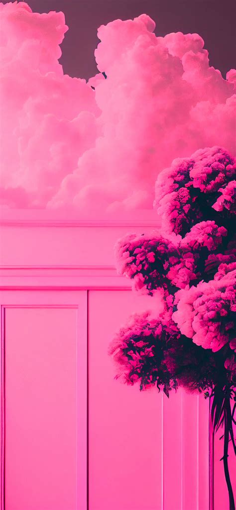 Clouds, Wall and Tree Aesthetic Pink Wallpapers - Pink Wallpapers