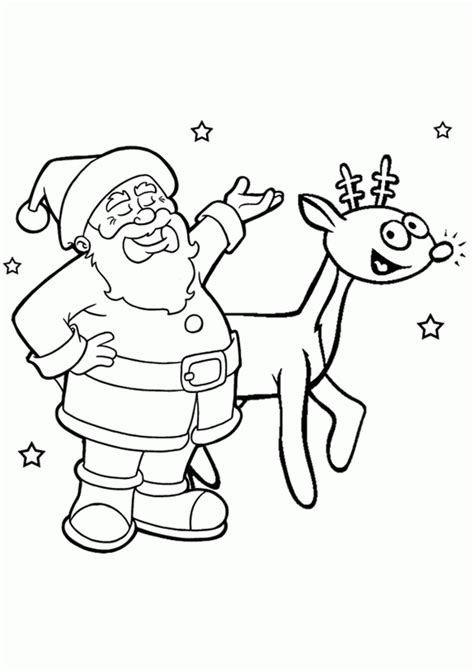 Coloring Pages Santa & Rudolph - Coloring Home