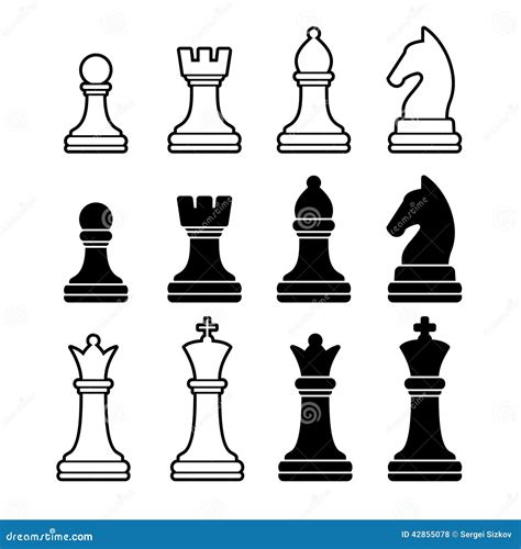 Chess Pieces Including King Queen Rook Pawn Knight Stock Vector ...