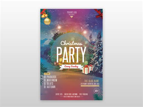 Christmas Party Free PSD Flyer Template by Pixelsdesign.net on Dribbble