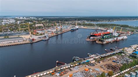 Tanker Vessel Repair in Dry Dock Shipyard, Drone Shot Stock Photo ...