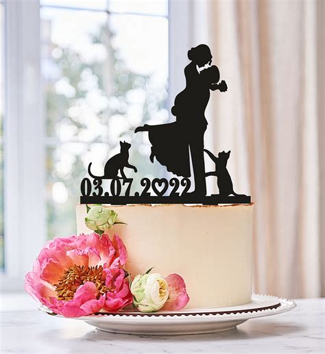 kitty wedding cake topper,cat cake topper,handmade couple cake topper ...