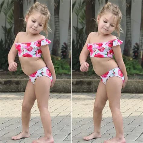 2018 New Floral Cute Toddler Kids Baby Girl Backless Tankini Swimwear ...