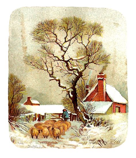 Antique Images: Free Winter Clip Art: Winter Graphic with Shepherd ...