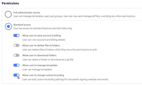 Managing individual user permissions