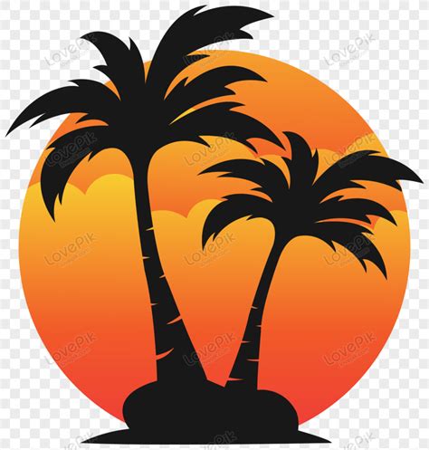 Vector Sunset Sea Beach, Paradise, Tree, Tropical PNG Transparent ...