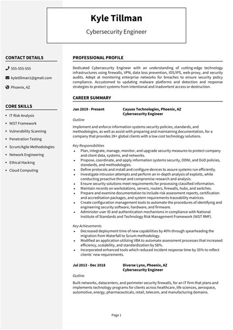 Cybersecurity Engineer resume example + guide [Get noticed]