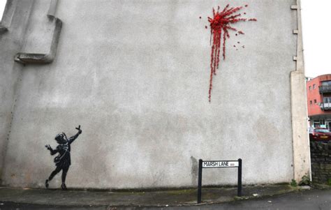 Banksy says he is "glad" his latest artwork was vandalised