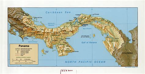 Large detailed political and administrative map of Panama with relief ...