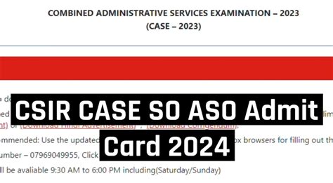 CSIR CASE SO ASO Admit Card 2024, Check Exam Date Now