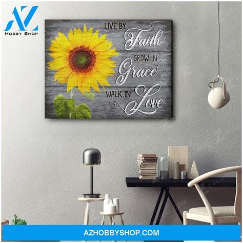 Faith Grace Love Sunflower Wall Art Canvas in 2022 | Sunflower wall art ...