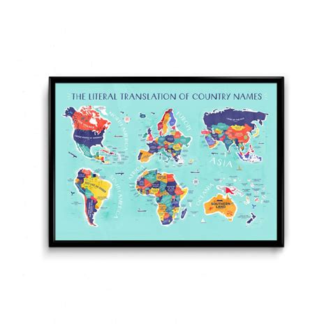 World Map Country Name Origins Poster - Travel Bible Shop