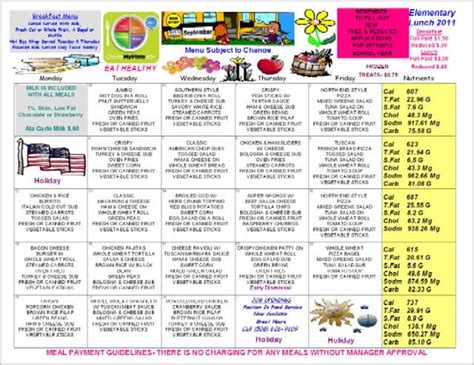 Elementary School Lunch Menu For Sept. 26-30 | Framingham, MA Patch