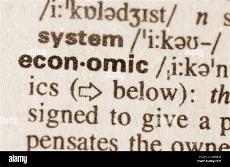 Definition of word economic in dictionary Stock Photo - Alamy