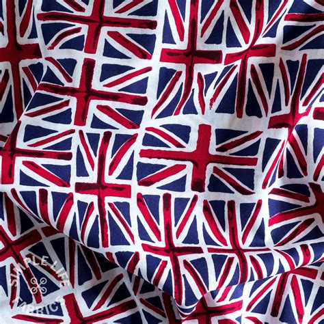 Union Jack Flag fabric, retro vintage-style, 100% cotton - per half metre