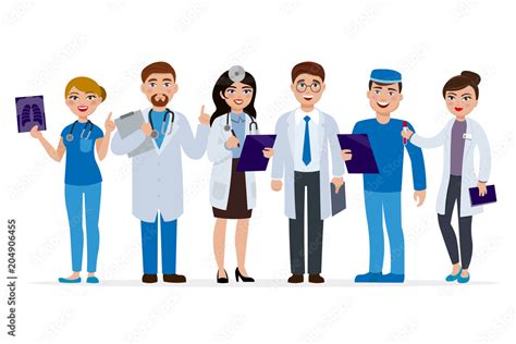 Medical staff cartoon characters vector flat illustration. Set of ...