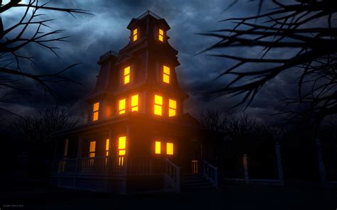 Download Light Window Night Dark Man Made Fantasy House HD Wallpaper