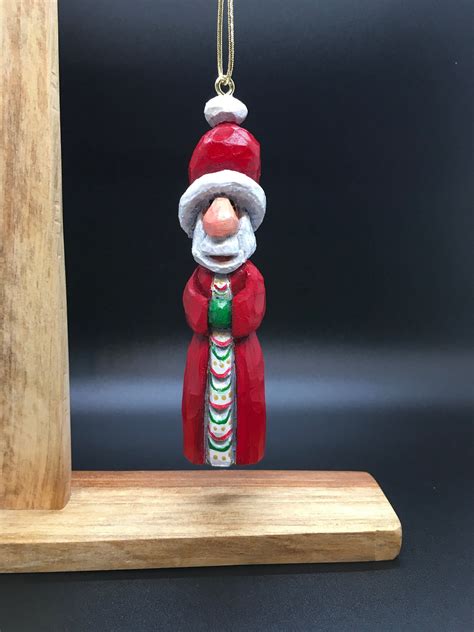 Hand crafted wood Christmas ornament. Santa Claus. Hand carved and ...