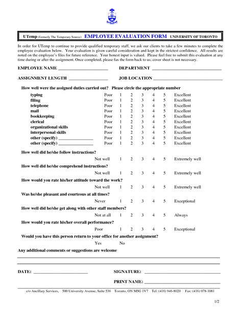 Printable Free Employee Self Evaluation Template Forms - Printable Forms Free Online