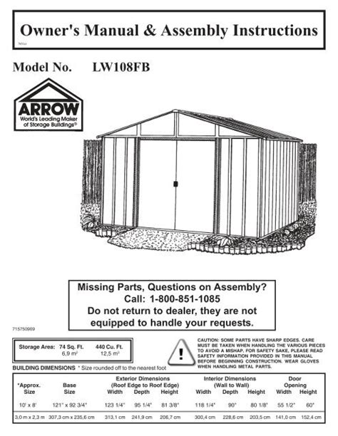 Owner's Manual - Arrow Sheds