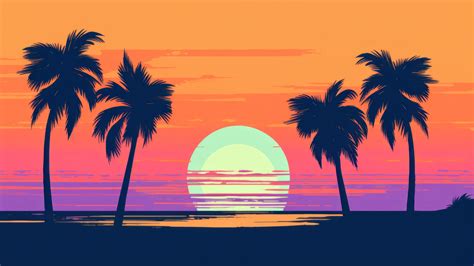 Sunset Palm Trees Silhouette 4K #6971k Wallpaper PC Desktop