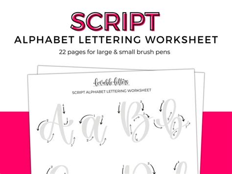 Script Alphabet Lettering Worksheet Learn to Letter - Etsy