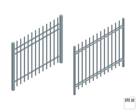 Premium Vector | Isometric metall fence sections. fencing constructor. fence of various shapes ...