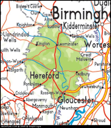 Herefordshire Political Regional Map | United Kingdom Map Regional City ...