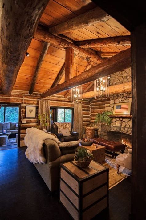 Custom log cabin with functional exposed log beams | Log home living ...