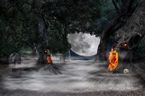 Halloween Creepy Trees Premade Background Halloween - Etsy