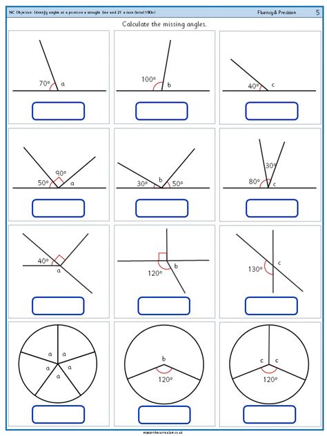 Identify angles at a point on a straight line and 21 a turn (total 180o) - Master The Curriculum